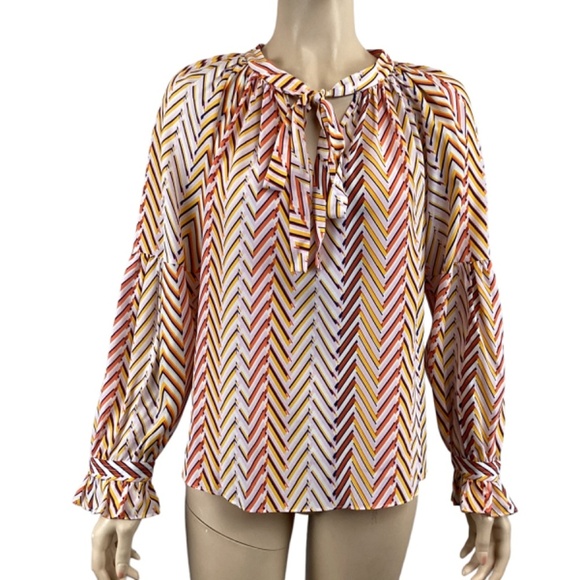 Anthropologie Marie Oliver Christienne Silk Peasant Blouse Top Size XS Orange - Picture 3 of 11